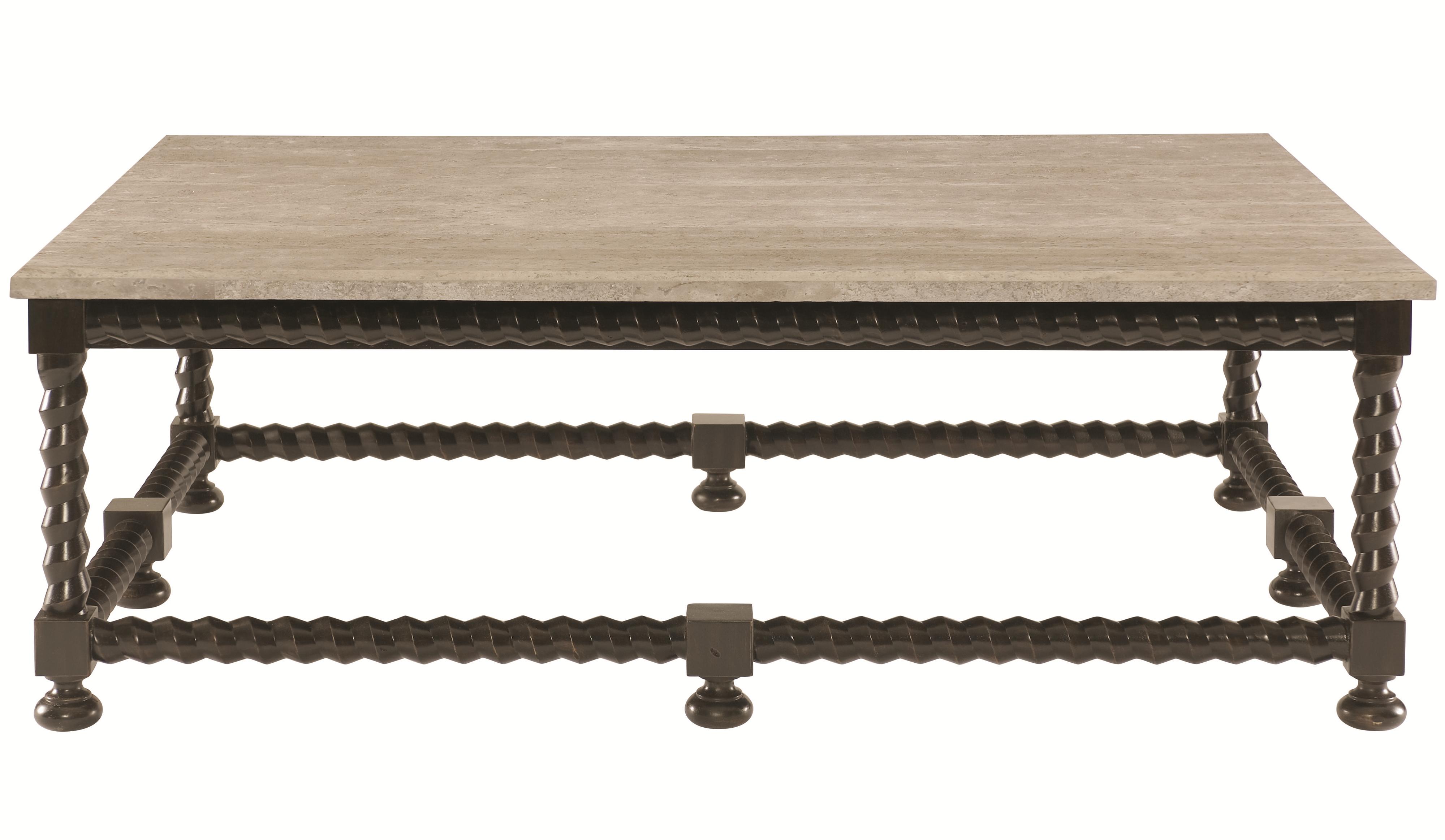 Bernhardt Cordova 460021T, 460021 Cocktail Table with Travertine Stone